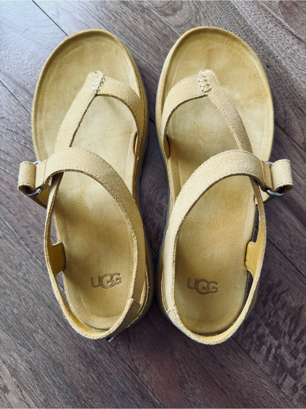 NWOT Ugg Goldengaze suede toe post Wheat Field tan ankle strap sandals 8.5 - Picture 8 of 9